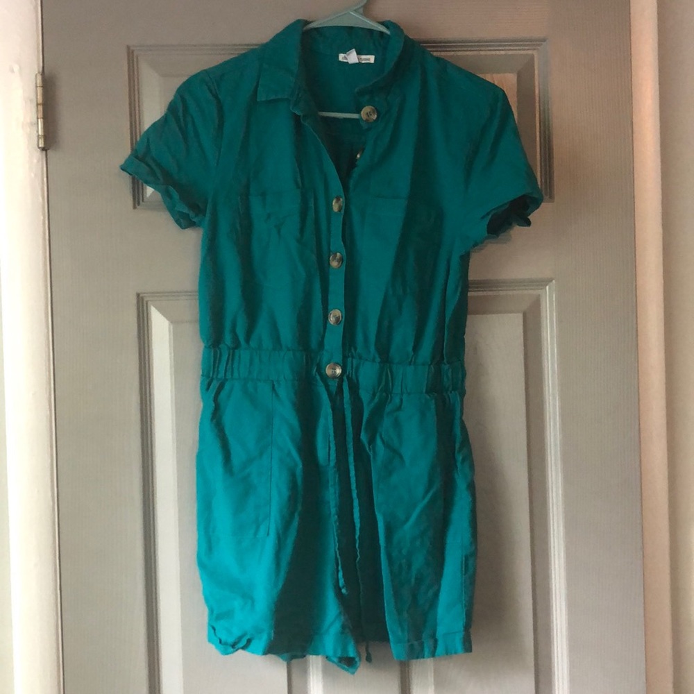 Turquoise Short Sleeved Romper